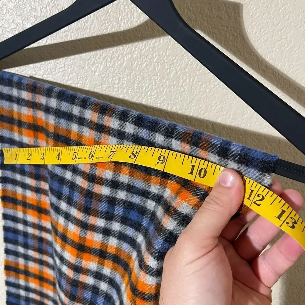 Johnstons of Elgin Blue and Orange Plaid Scarf